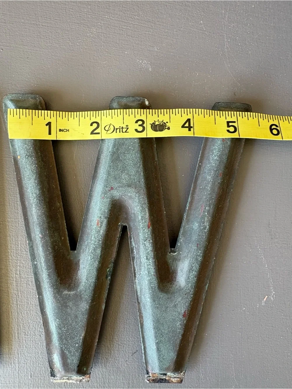 Distressed Metal Letter 'N' and 'W' Wall Decor - Black patina